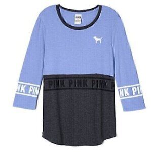 PINK VS VICTORIA'S SECRET Perfect Tee Lilac Lavender Gray 3/4 Sleeve Baseball XS